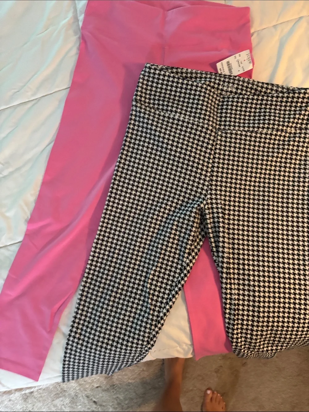 J Crew size small Pink Leggings and Black & White Houndstooth Leggings Set